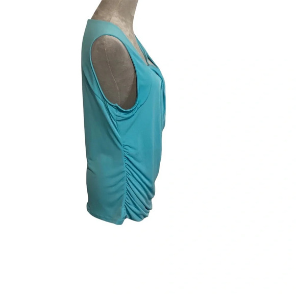 Venus top womens SZ XL sexy ruched deep v-neck vibrant turquoise pullover NWOT - Picture 5 of 10